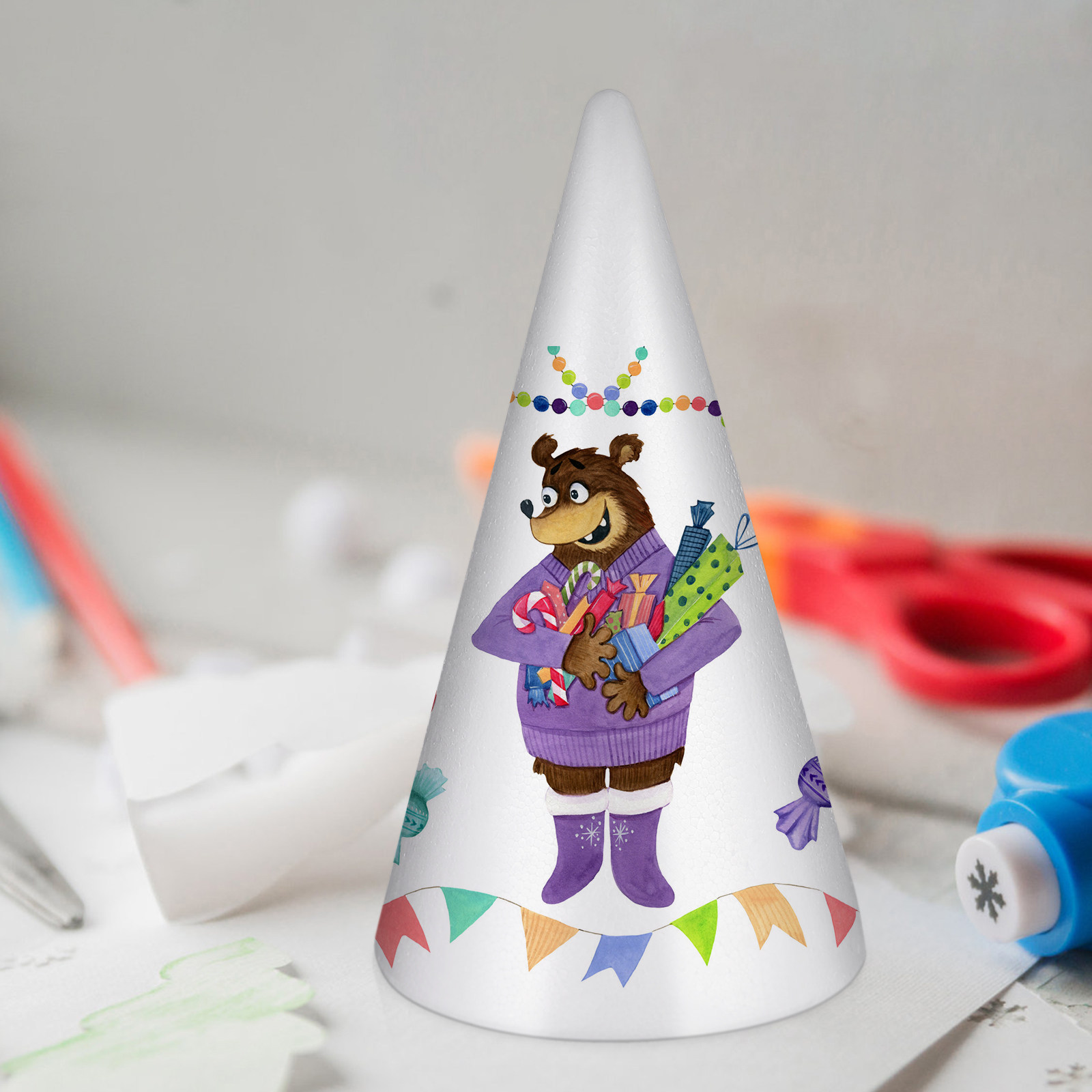 Art Craft Activities For Preschoolers - 34.5x19.5cm White Foam Craft Cones for