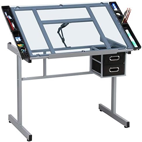 Art & Craft Photos - Drawing Desk Adjustable Glass Drafting Study