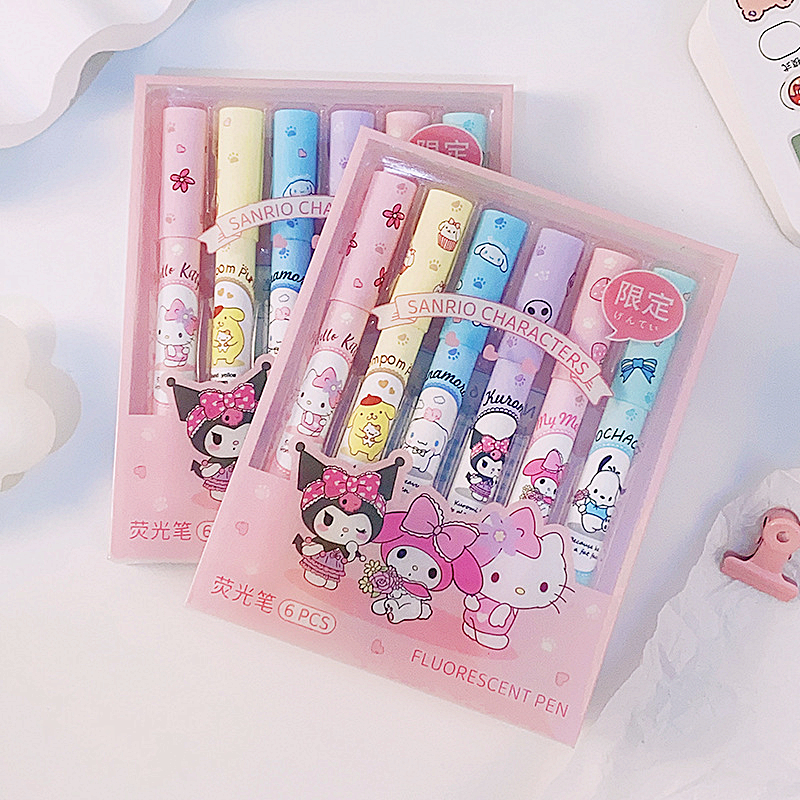 Illustration Marker Set - 6Pcs Sanrio Hello Kitty Highlighter Pen