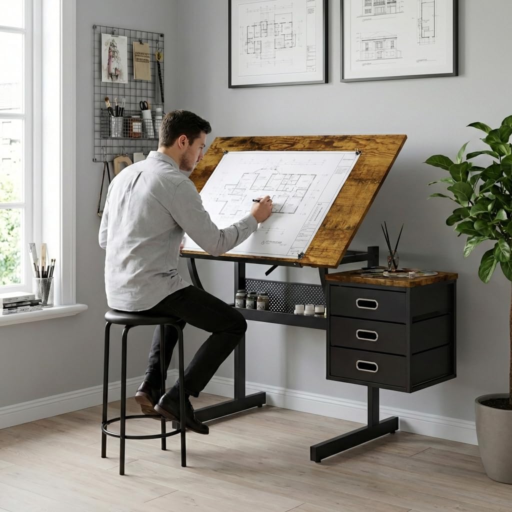 Art & Craft Photos - Adjustable Art Desk with Storage, 0-75°