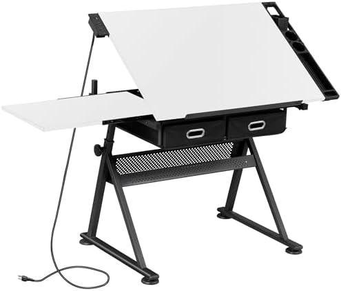 Art & Craft Photos - Drafting Table Drawing Desk w/Power Outlet,