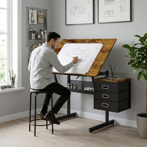 Art & Craft Photos - Adjustable Art Desk with Storage, 0-75°