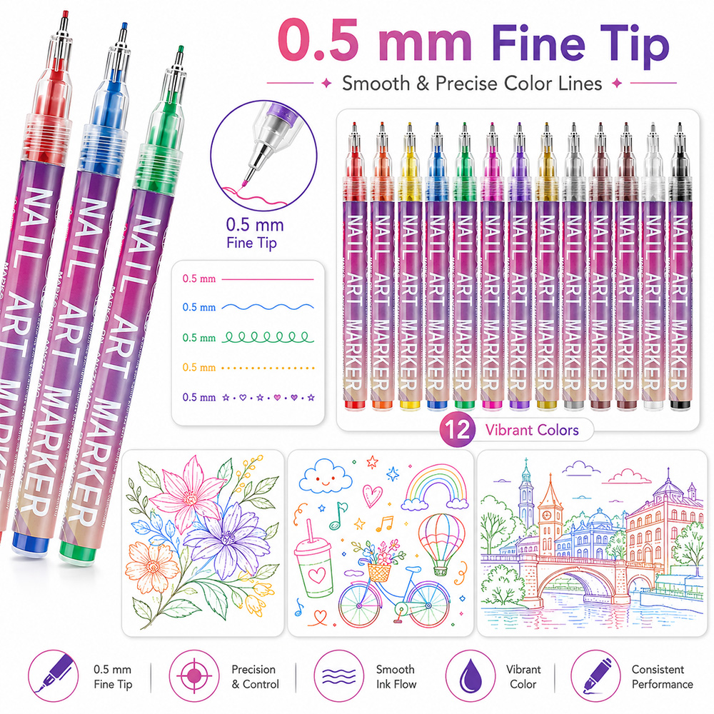 12Pcs Fine Line Marker Pen Set – обзор и цена Illustration Marker Set