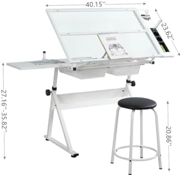 White Drafting Table with Stoo – обзор и цена Art & Craft Photos