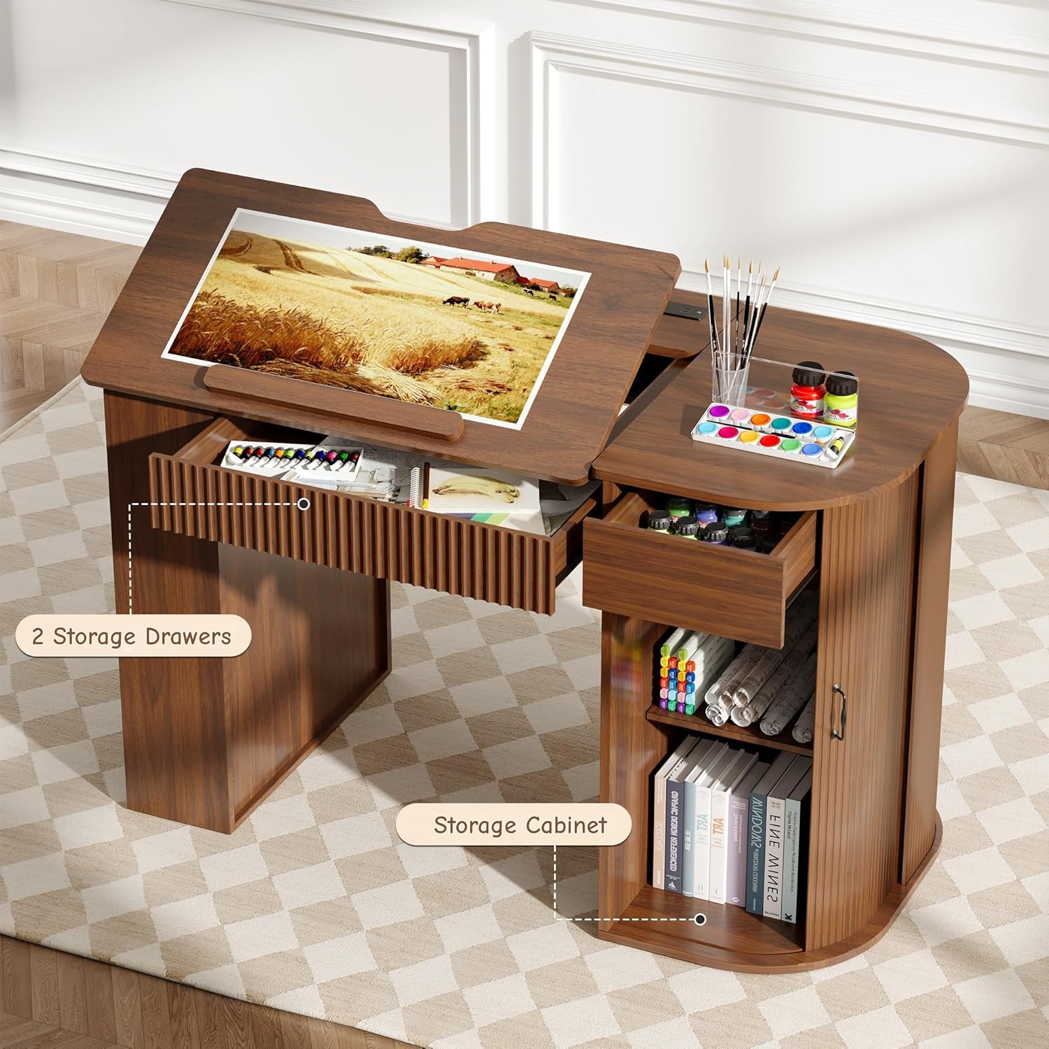 Drafting Table with Storage Ca – обзор и цена Art & Craft Photos