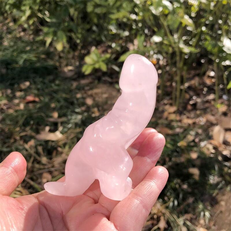1PCS Natural Rose Quartz Carto – обзор и цена Art Craft Dinosaur