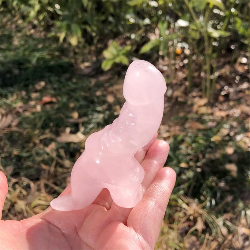 1PCS Natural Rose Quartz Carto – обзор и цена Art Craft Dinosaur